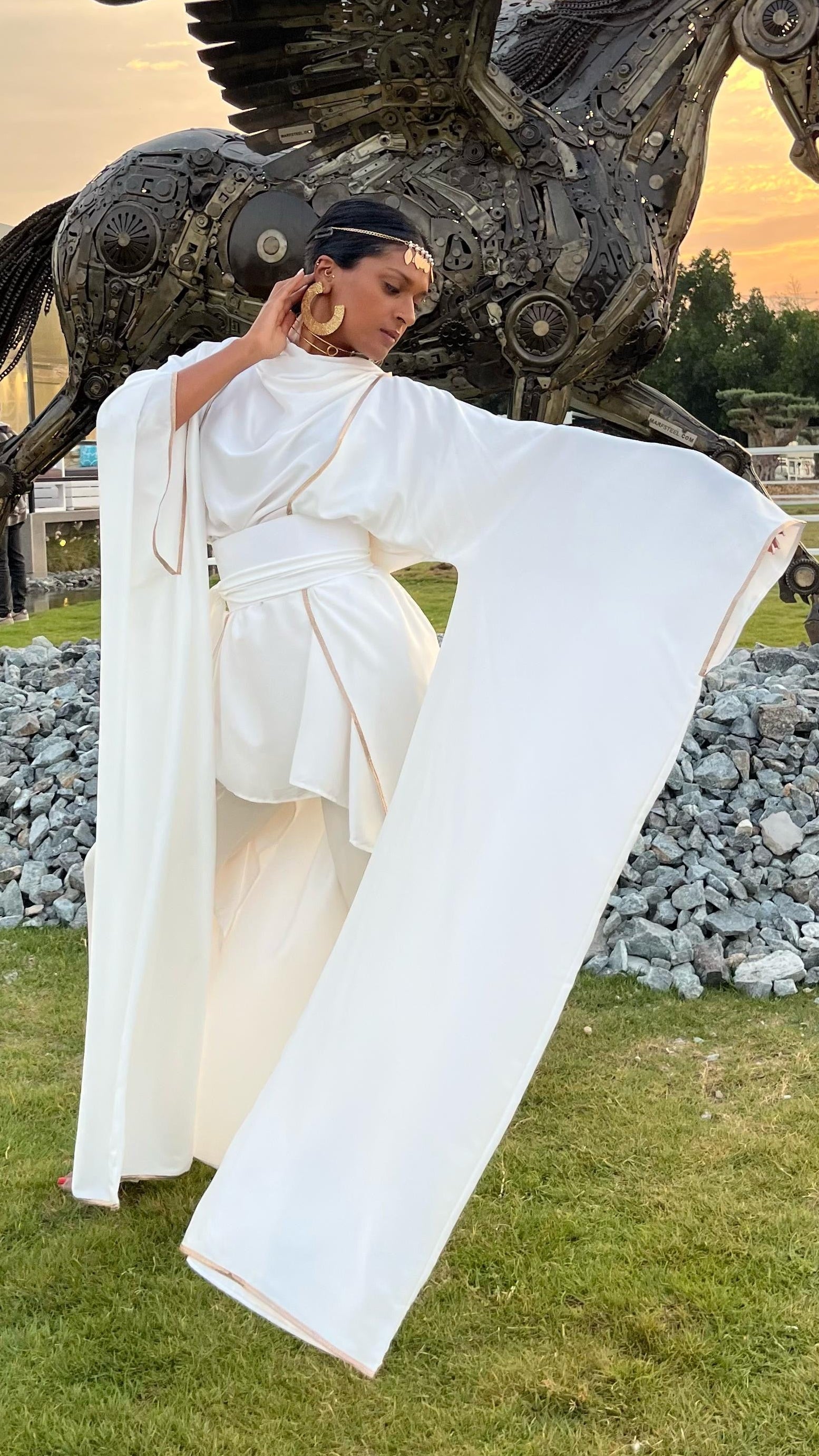 Ohkisaki Silk Kimono - White