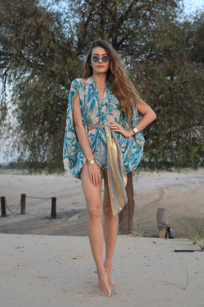 Ishtar Blue Star Fern Kaftan