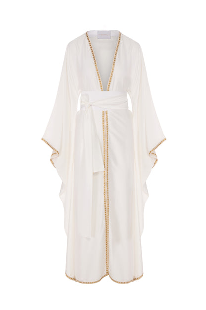 Ohkisaki Silk Kimono - White