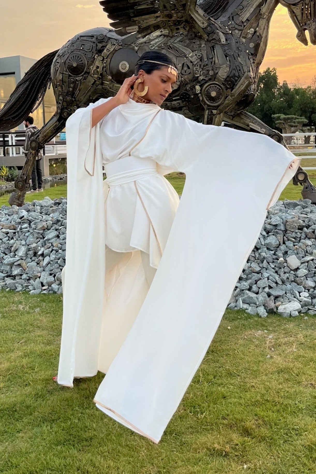 Ohkisaki Silk Kimono - White