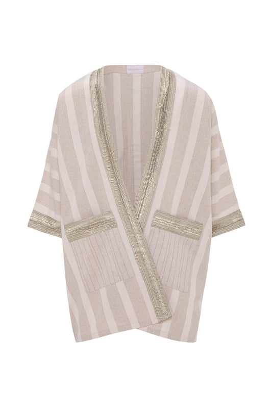 Zama - Pale Oyster Linen Kaftan