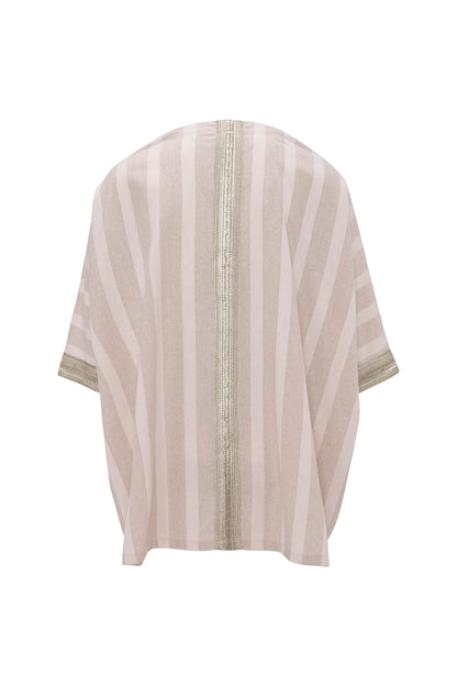 Zama - Pale Oyster Linen Kaftan